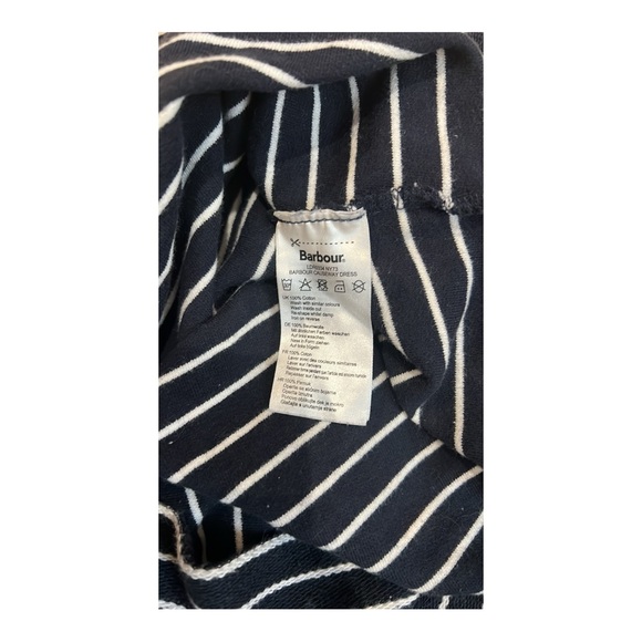 Barbour Causeway Cotton T-Shirt Dress  Blue White Stripe Size 8 Fisherman Preppy - Picture 7 of 7